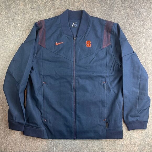 Nike Mens Syracuse On Field Bomber Zip Up Jacket Size XL Navy‎ Blue Team Issued